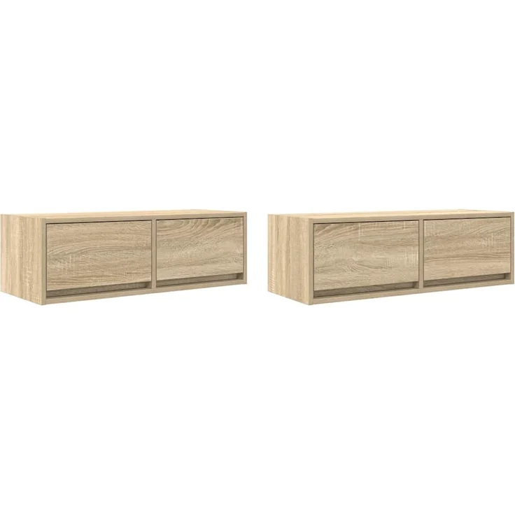 2 pcs TV-Schrank, Lowboard TV Sonoma-Eiche 80x31x25,5 cm Holzwerkstoff – Bild 2
