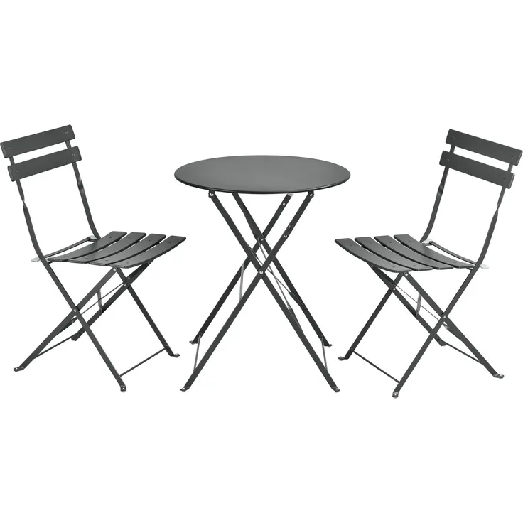 Bistroset Caprile 3-tlg. klappbar Stahl Dunkelgrau [en. casa]