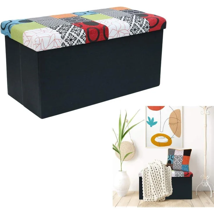 CMP Paris Home Deco Factory Truhenbank, zusammenlegbar, Patchwork, 76 x 38 x 38 cm – Bild 8