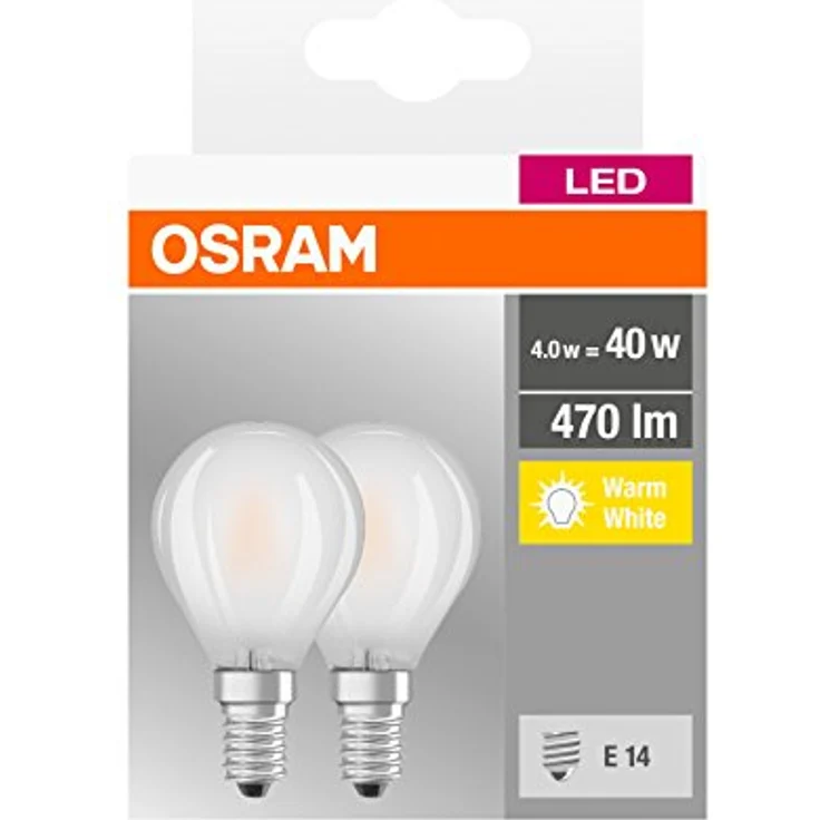 Osram E14 LED-Leuchtmittel Tropfenform 4 W, 470 lm, 2er Set, 2700 K, smokeyfarben – Bild 3