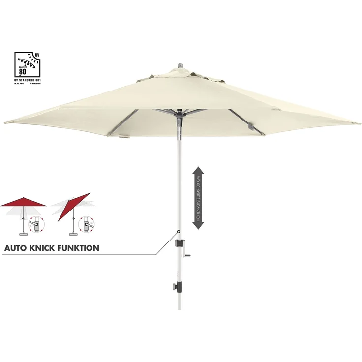 Doppler 'Expert 320 Auto Tilt' Sonnenschirm mit Kurbel, Alugestell / Polyester beige, Ø 320 cm – Bild 2