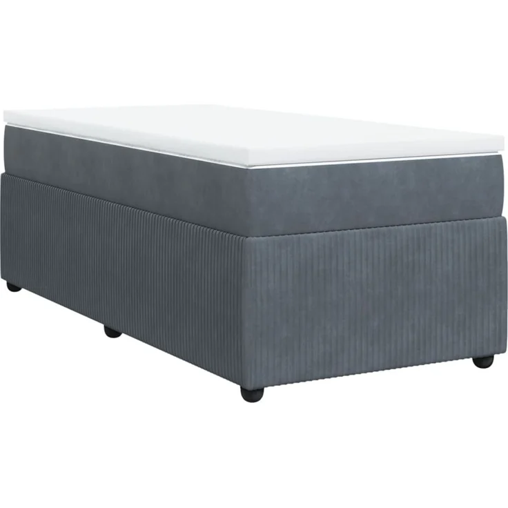 vidaXL Boxspringbett mit Matratze Dunkelgrau 100x200 cm Samt 3285621 – Bild 2