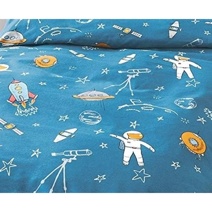JACK Kinderbettwäsche JACK by Bierbaum Kinder Linon Bettwäsche 2 tlg. 135x200cm Astronaut, Renforcé, 2 teilig, Hochwertige Kinder Bettwäsche, Weltraum, Astronaut, aktuell und chic – Bild 4