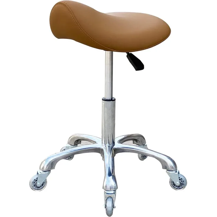 FRNIAMC Professioneller Sattelhocker mit Rädern, ergonomisch, drehbar, höhenverstellbar, für Klinik, Zahnarzt, Schönheitssalon, Tattoo, Zuhause, Büro (Camel)