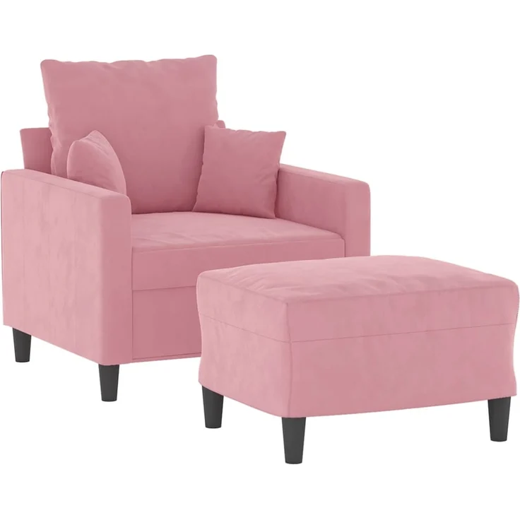 vidaXL Sessel mit Hocker Rosa 60 cm Samt 3201100 – Bild 2