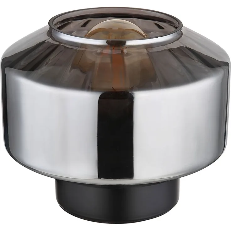 Tischlampe, Metall Glas, schwarz rauchfarben, H 14,5 cm