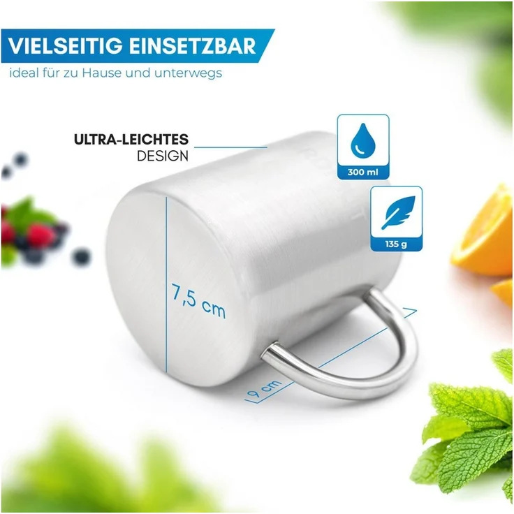 Nordmut Thermobecher NORDMUT® Edelstahl Thermobecher [2er Set], doppelwandig isoliert, rostfreier Edelstahl – Bild 3