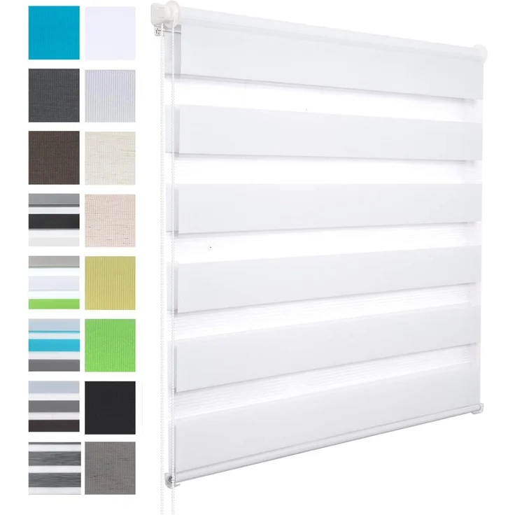 WOLTU Doppelrollo Klemmfix ohne Bohren Weiß B85 x H150 cm, Duo Rollo Zebrarollo Fensterrollo Klemmrollo Seitenzugrollo Easyfix lichtdurchlässig & verdunkelnd Rollos für Fenster und Tür – Bild 1