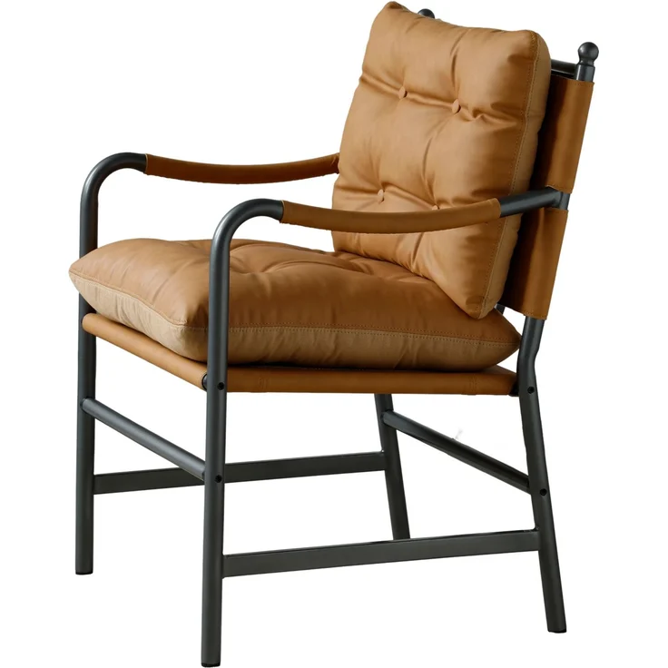 DESVIAE Sessel Braun aus PU-Leder/Metall – 85x68x20 cm – Armlehnen – Bild 7