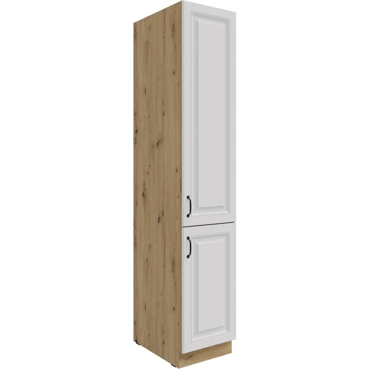 Küchen Vorratshochschrank 40 cm Stilo Weiss + Eiche Artisan Küchenzeile Küchenblock Einbauküche Landhaus Küche – Bild 5