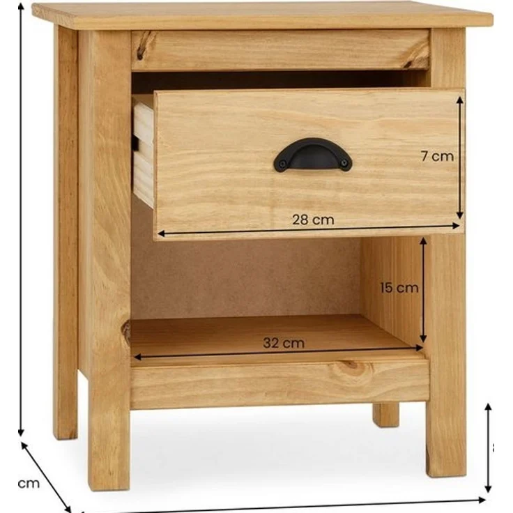 IDIMEX Nachtkommode TILLY, Nachtschrank mit Ablage und Schublade mit Muschelgriff gebeizt – Bild 4