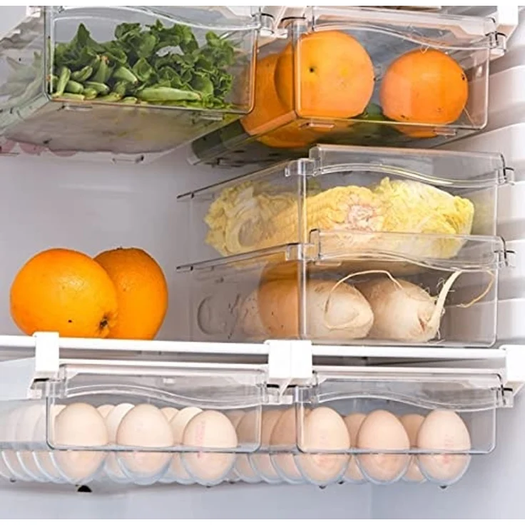 BAYLI Pizzaschneider Eierbehälter für Kühlschrank, Universal Kühlschrank Organizer für 15 – Bild 6