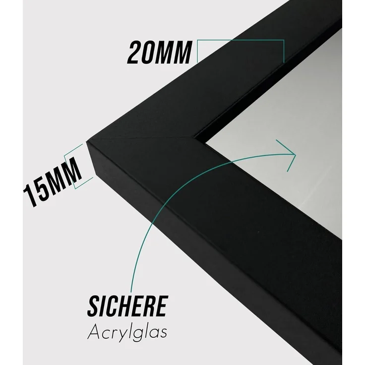 Schwarze Bilderrahmen 40x50cm Holz Fotorahmen MDF Rahmen 3er Set – Bild 4