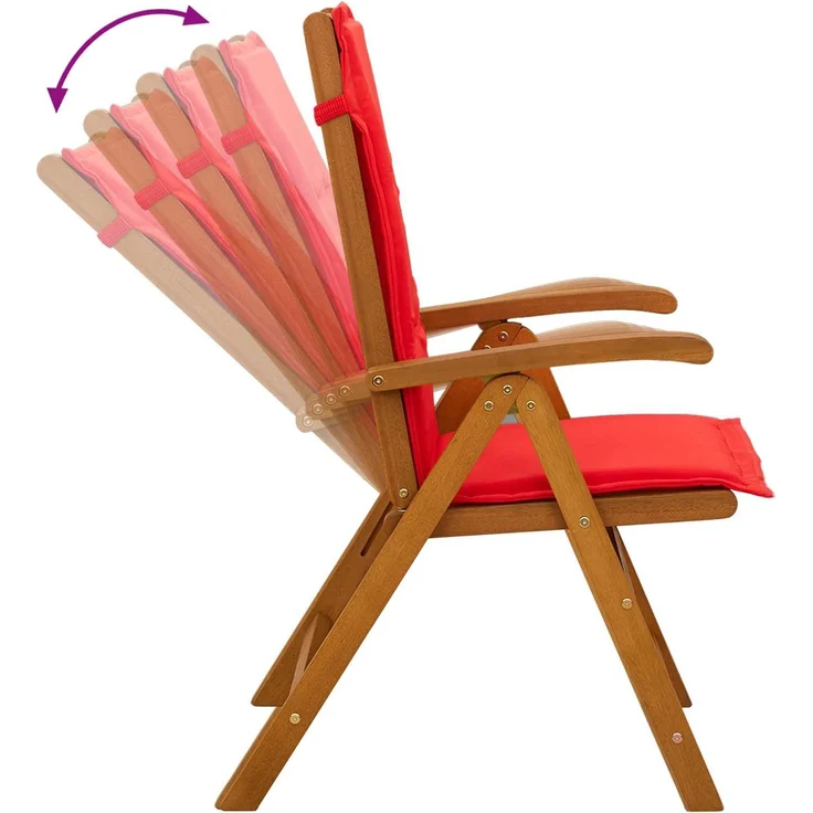 vidaXL 7-teiliges Garten Essset 6-Sitzer Rot Massivholz Akazie 3434564 – Bild 8