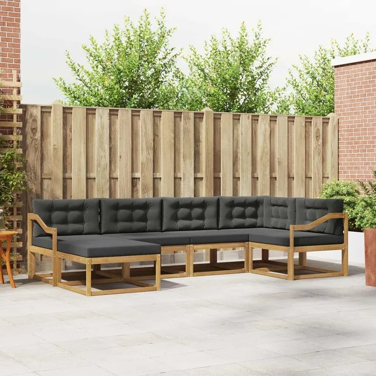 vidaXL Outdoor-Sofagarnitur 6 stk. 6-Sitzer Weiß und Anthrazit 3386706