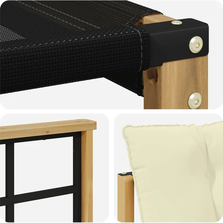 vidaXL Outdoor-Sofagarnitur Massives Akazienholz und Textilene Weiß 3439068 – Bild 8