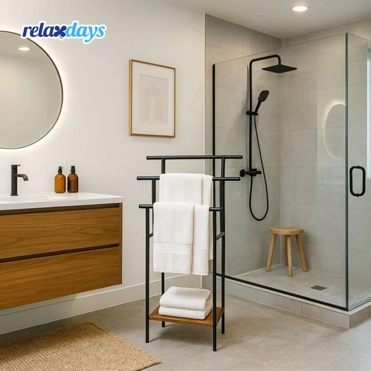 Relaxdays Handtuchständer mit Ablage – Bild 2