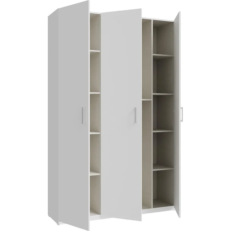 Forte HOME NOOK Mehrzweckschrank 135 40, moderner Drehtürenschrank mit 3Türen, Flur, Holzwerkstoff, Weiß, 133,2 cm breit x 210,5 cm hoch x 42 cm tief – Bild 8