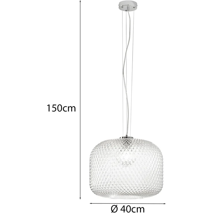 LED Pendelleuchte einflammig Kristall Glasschirm Klarglas, Ø 40cm – Bild 4