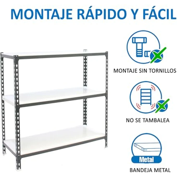 Simon Rack Simonclick Metallregal, 1000 x 900 x 400 mm, 3 Regalböden, 180 kg Biegepunkt, Regale, Anthrazit/Weiß – Bild 6