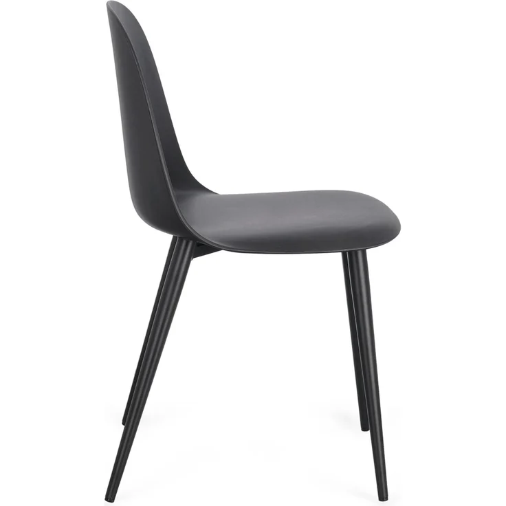 Esszimmerstuhl Ella 4er-Set aus Kunststoff, modernes Design, Schwarz, Metallgestell – Bild 2
