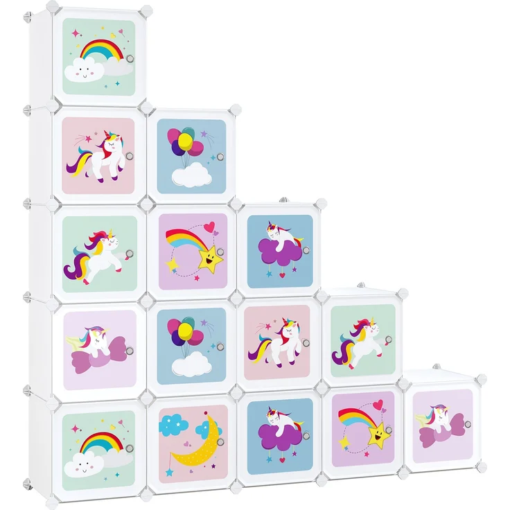 Songmics Regalsystem mit 16 Würfeln, Kunststoff weiß, 16 x 30 x 30x30 cm – Bild 1