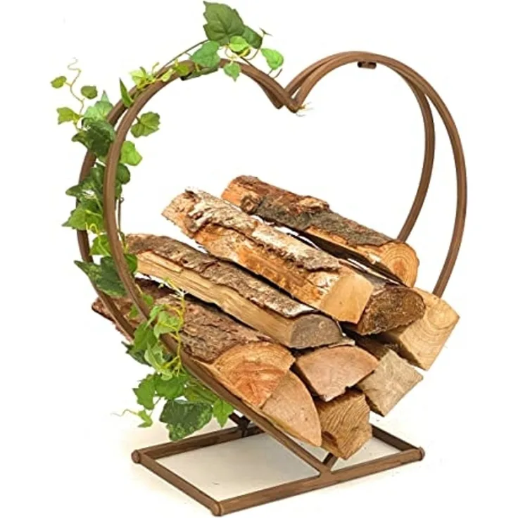 Kaminholzregal Metall Herz Kaminholzständer 2013221 M 53 cm Holzkorb Kaminholzhalter Holzregal Feuerholzhalter Deko
