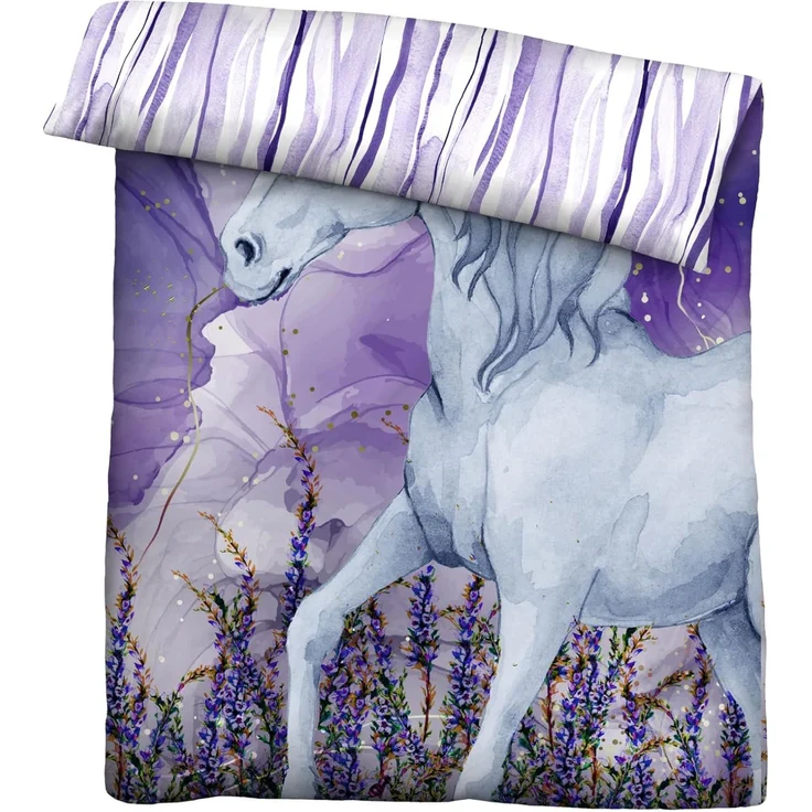 Traumhaft schlafen - Castell - Markenbettwäsche Baumwoll Renforce Bettwäsche 0400910 EINHORN, violett, 1x 135x200 cm + 1x 80x80 cm – Bild 3
