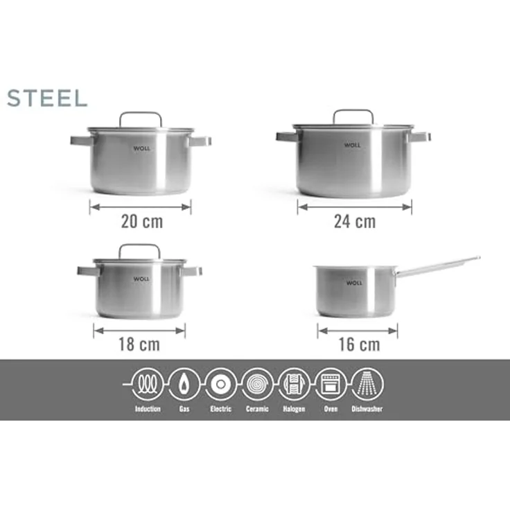 WOLL Topf-Set Steel, Edelstahl (Set, 7-tlg), hochwertiger, korrosionsbeständiger Edelstahl – Bild 5