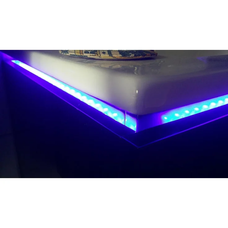 Homeline Badmöbel Set Doppelwaschbecken Waschbecken Spiegel und Ablage Vormontiert Badezimmermöbel LED Hochglanz lackiert Homeline1 Schwarz 120 cm 2 Hängeschränke – Bild 5