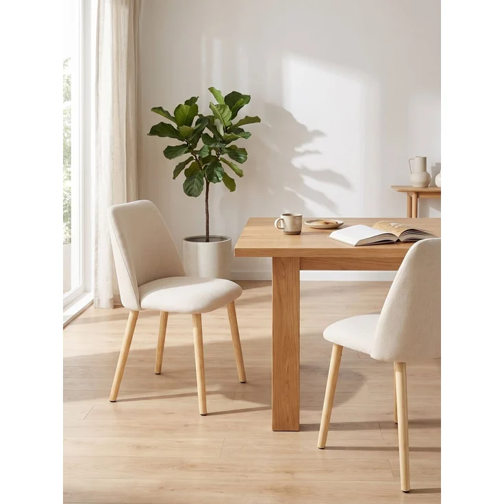 GOEURVANT 421 Esszimmerstühle 6er-Set, Webstoff - Beige – Bild 1