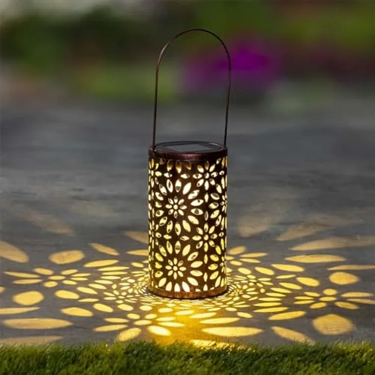LED Solar Laterne im Blumendesign 1warmweißes LED 10x18cm