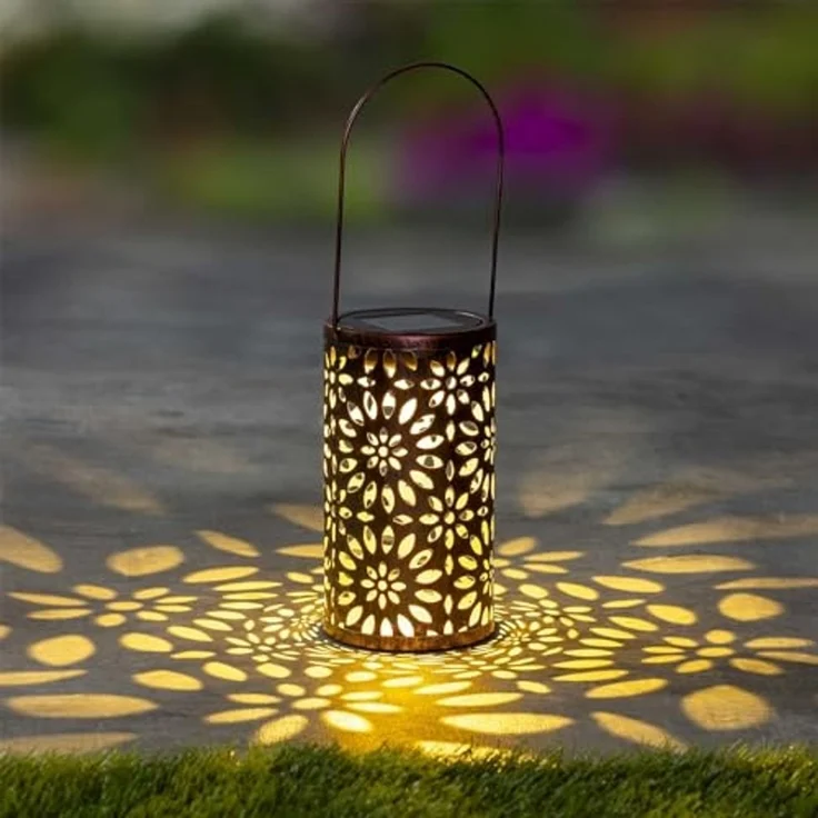 LED Solar Laterne im Blumendesign 1warmweißes LED 10x18cm – Bild 1