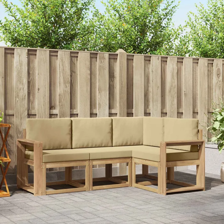 vidaXL Outdoor-Sofagarnitur 4 stk. 4-Sitzer Weiß und Beige 3387567