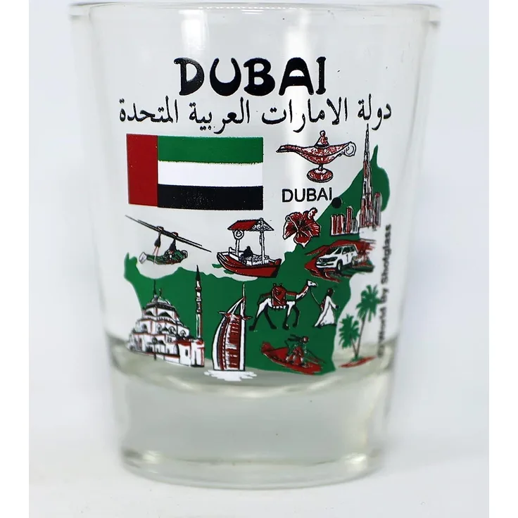Dubai United Arab Emirates (UAE) Landmarks Collage Shot Glass by World By Shotglass