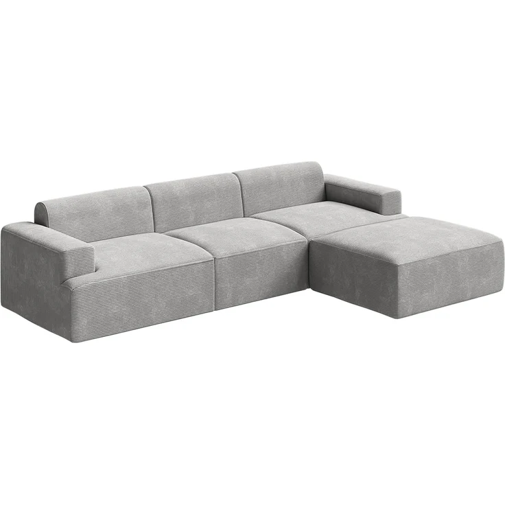 skølm 'Freki' Cloud Sofa 3 Sitzer mit Hocker, Vollschaumcouch mit Federkern und Vakuum-Kompression, kein Aufbau erforderlich, mit 3 Kissen, Cord grau – Bild 12