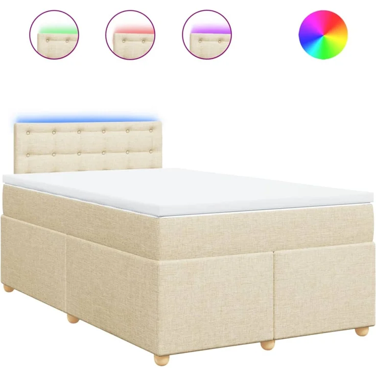 vidaXL Boxspringbett mit Matratze Creme 120x200 cm Stoff 3288966 – Bild 2
