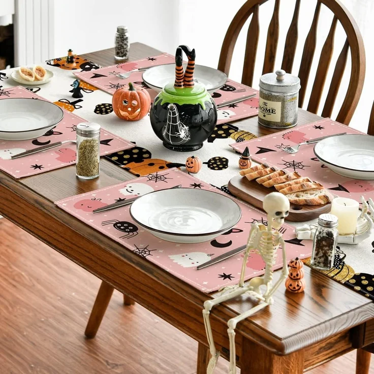 ABC Halloween-Platzset, 4-teilig, Spinnen- und Fledermausmotiv, 30 x 45 cm – Bild 5