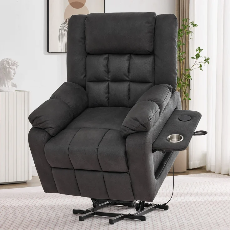 TV-Sessel 103x96x87 cm für 1 Person, elektrisch aufstehbar, mit Massage und Wärme, grau – Bild 3
