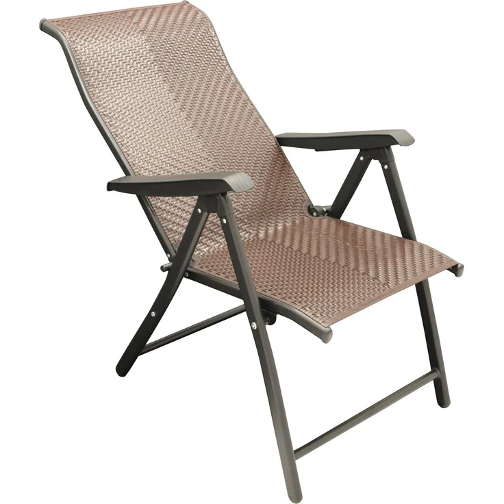 DEGAMO ANTIBES Garten-Klappsessel Hochlehner, Metall + Polyrattan, schwarz/braun, 57cm 2-er Set – Bild 2