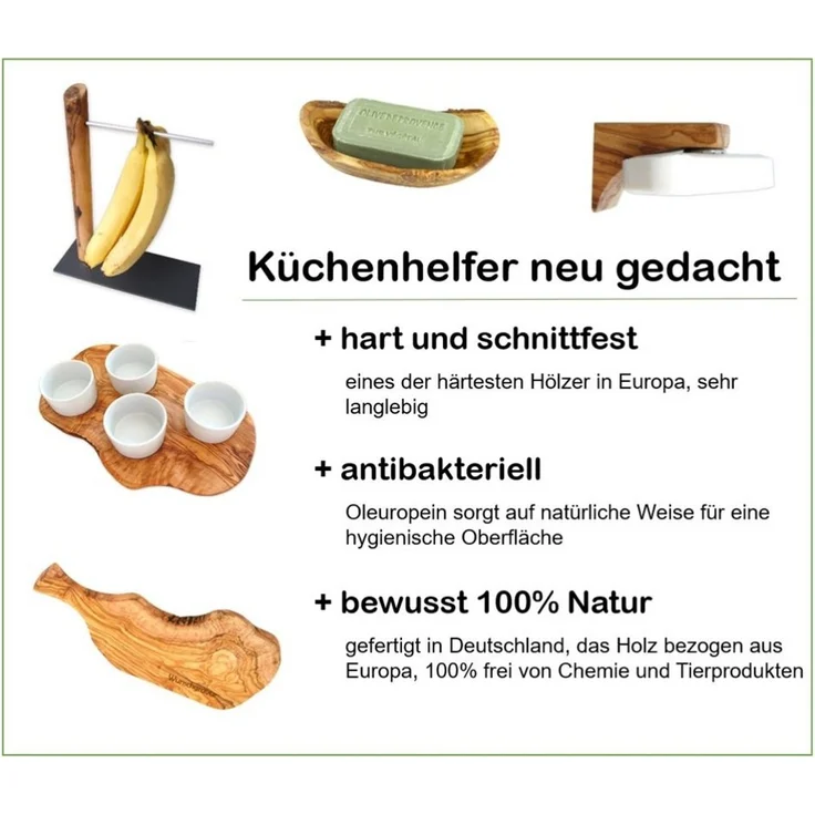 Olivenholz-erleben Buttermesser mit Schale aus echtem Olivenholz (1 Stück), Messer schonend zu Porzellan, Glas & Beschichtungen – Bild 3