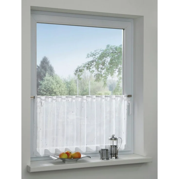 Gardinia Schlaufenpanneau Voile mit Silberdruck weiß 140 x 45 cm – Bild 5