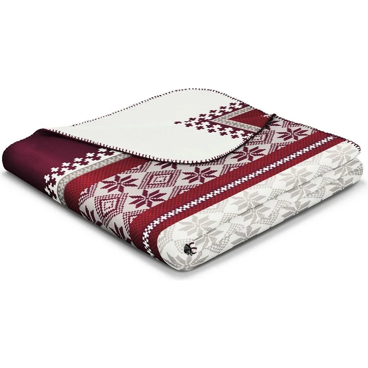 Wohndecke Nordic Knit, Biederlack, Stimmungsvolle Bordüren mit Schneeflocken und Eiskristallen – Bild 1