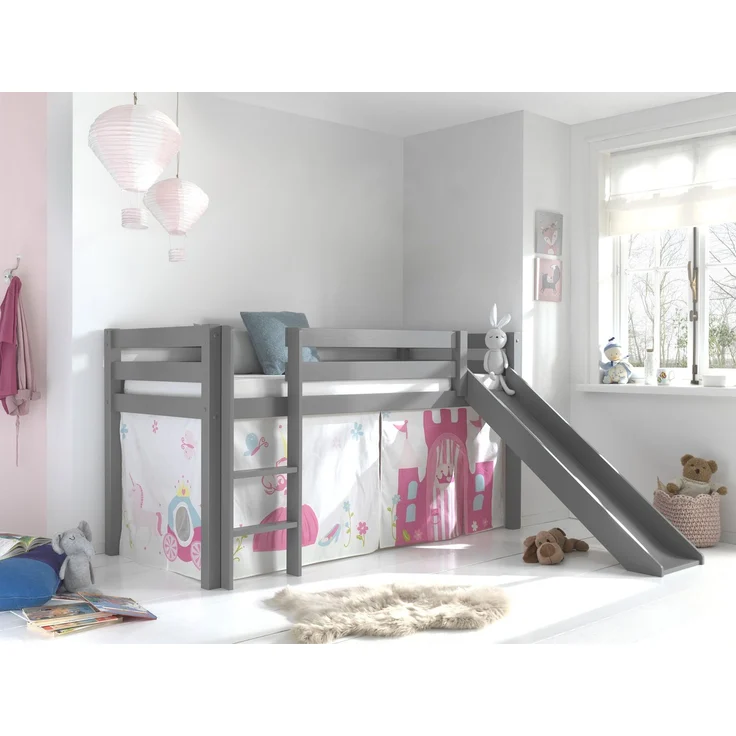 Vipack Spielbett 'Pino' inkl. Rutsche mit Textilset Vorhang 'Princes' – Bild 2