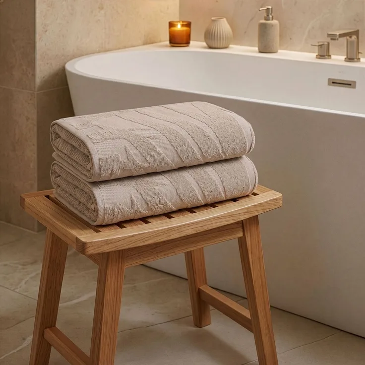 Mijolnir 'Pataya - Beige' Badetuchset (2-teilig), Beige, 70 x 140 cm
