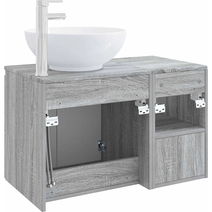vidaXL Badezimmerschrank-Set 2 stk. Grau Sonoma 79,5 x 44,5 x 80 cm 3404090 – Bild 6