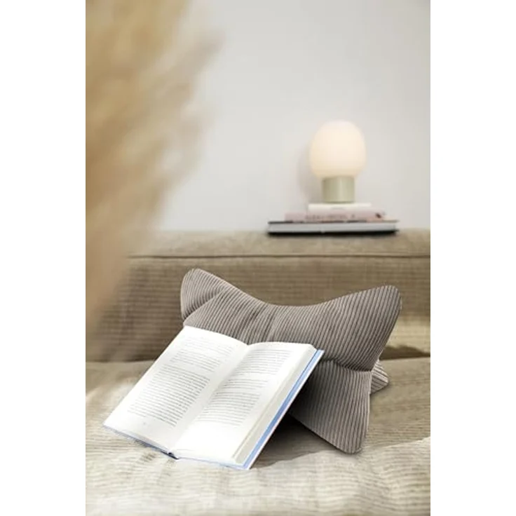 MAGMA Leseknochen INGA, Cord Look, Farbe grau, 42cm x 22cm, ergonomische Form für Nacken- oder Lendenstütze, Flexible Stütze für Bücher, E-Books oder Tablets – Bild 3