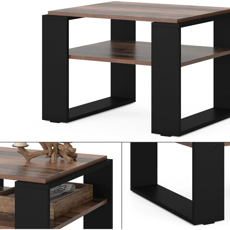 Couchtisch Helm Antikholz 65.6 x 55.8 cm mit Ablage Vicco – Bild 6