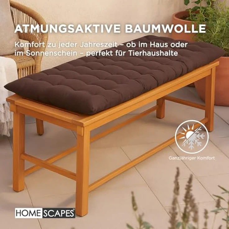 Homescapes Stuhlkissen 2er Bankauflage braun 100% Baumwolle – Bild 7