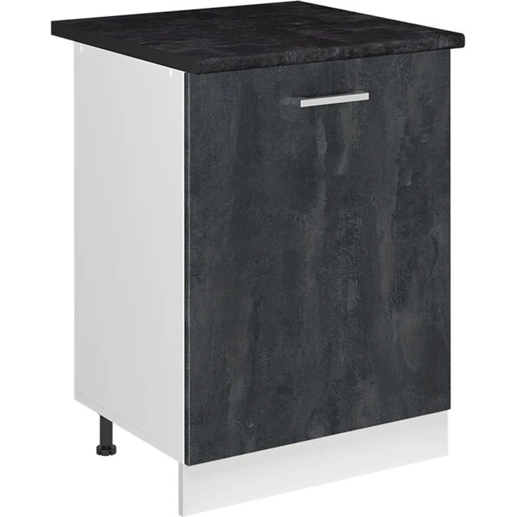 Küchenunterschrank R-Line Schwarz Beton/Weiß 60 cm mit 1 Tür Arbeitsplatte Anthrazit Vicco – Bild 1